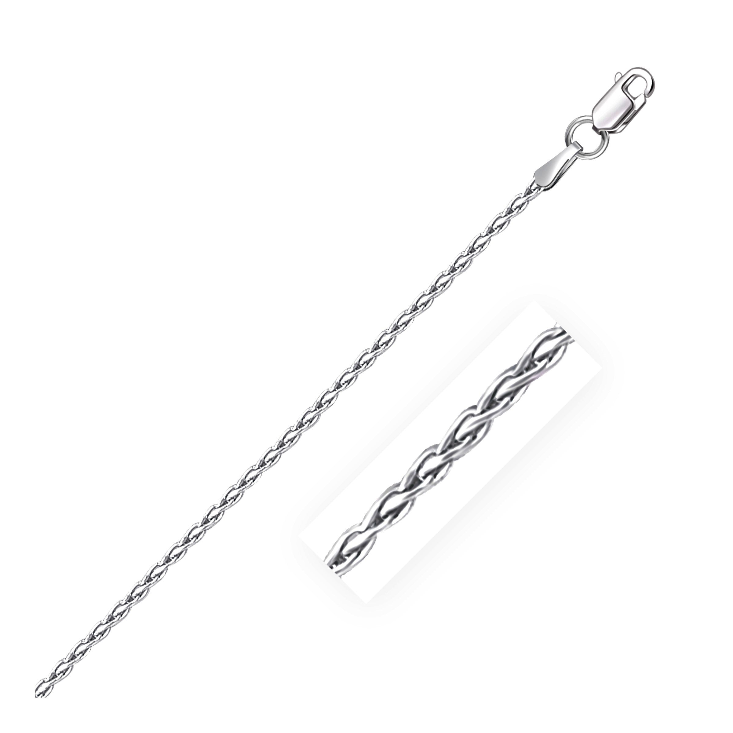 Sterling Silver Rhodium Plated Wheat Chain (1.50 mm) in a sleek high-contrast midnight luxury editorial style